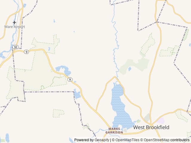 Map of Highview Campground location at Brookfield, MA, United States