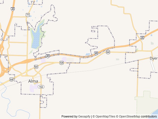 Map of Pathfinder RV Resort location at Alma, AR, United States