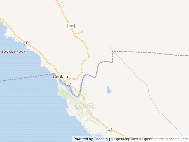 Map of Gualala River Redwood Park location at Gualala, CA, United States