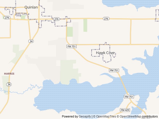 Map of Hideaway RV Park location at Lavon, TX, United States