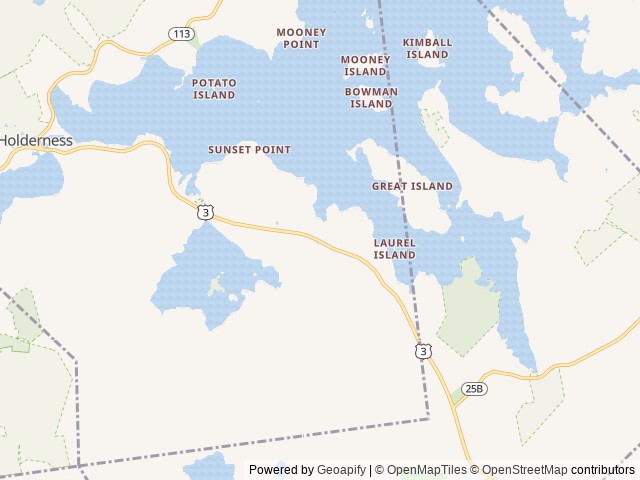 Map of Owls Landing Campground location at Holderness, NH, United States