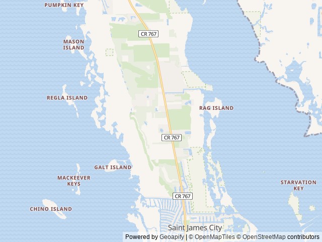 Map of Fort Myers / Pine Island KOA Holiday location at Saint James City, FL, United States