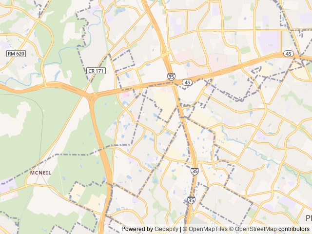 Map of Austin RV Park location at Austin, TX, United States
