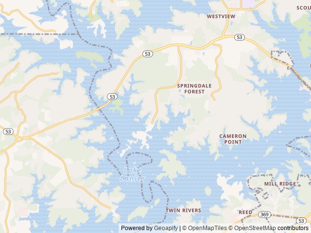 Map of Duckett Mill location at Gainesville, GA, United States