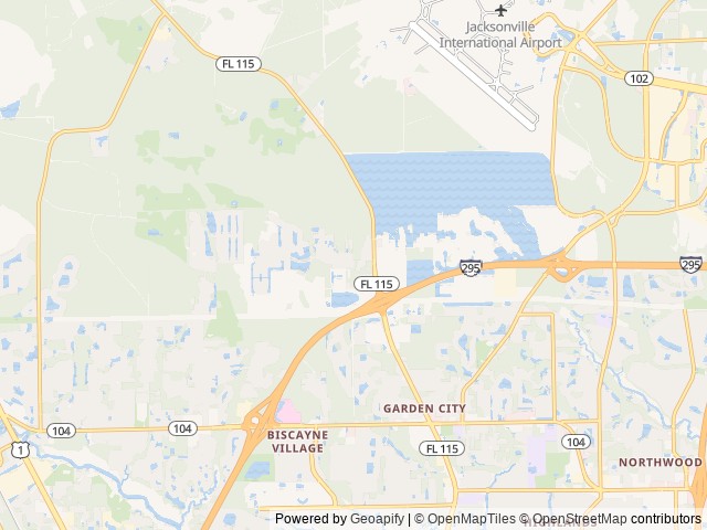 Map of Flamingo Lake location at Jacksonville, FL, United States