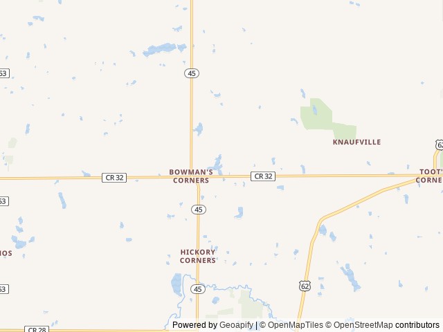 Map of Western Reserve Campground location at Canfield, OH, United States
