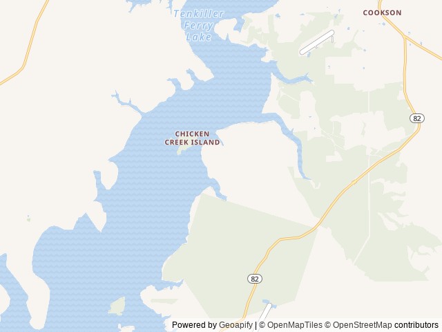 Map of Chicken Creek location at Gore, OK, United States