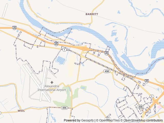 Map of The Oaks RV Park location at Alexandria, LA, United States