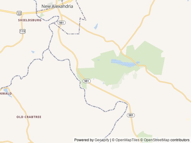 Map for 2001 Winnebago Adventurer 35Z near New Alexandria, PA