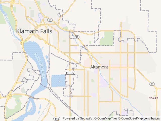 Map of Klamath County Event Center location at Klamath Falls, OR, United States