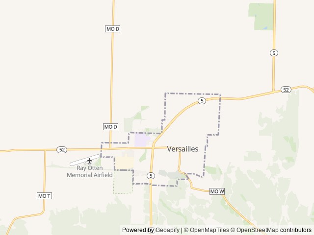 Map of Rock Island RV Park location at Versailles, MO, United States