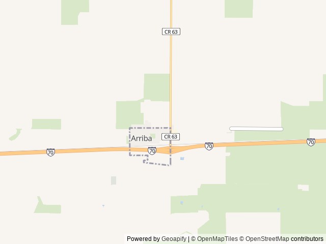 Map of Big Ben's RV Park location at Arriba, CO, United States