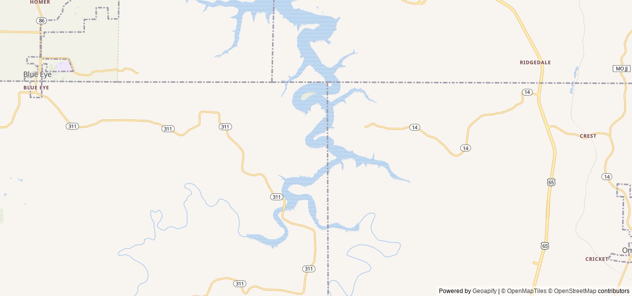 Map of Cricket Creek location at Omaha, AR, United States