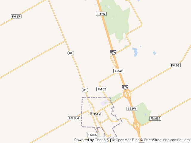 Map of Itasca Creek RV Park location at Itasca, TX, United States