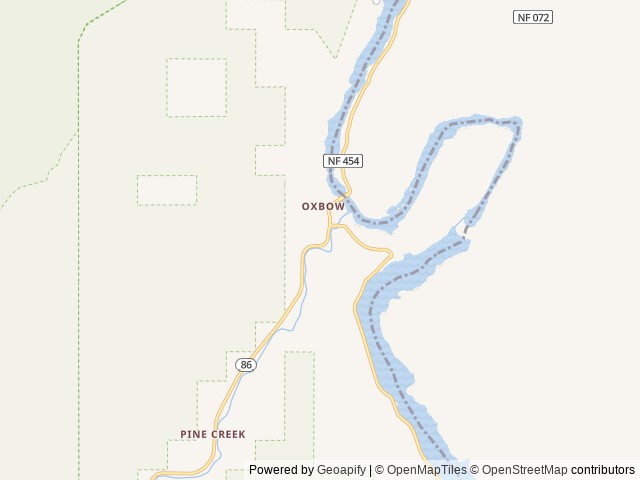 Map of Hells Canyon Area - Copperfield Park location at Oxbow, OR, United States