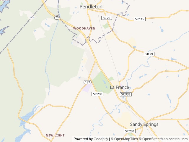 Map of Clemson RV Park at The Grove location at Pendleton, SC, United States