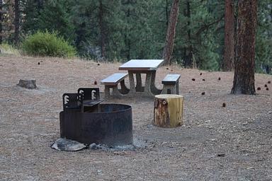 Site picnic table and fire ring