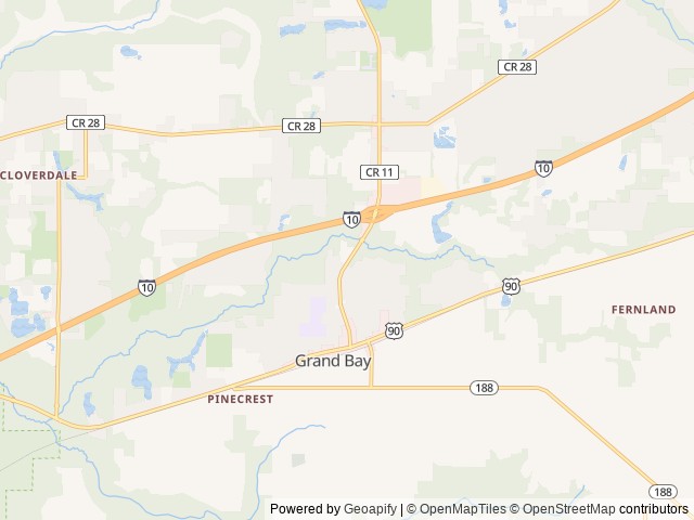 Map of Creekside RV Park location at Grand Bay, AL, United States