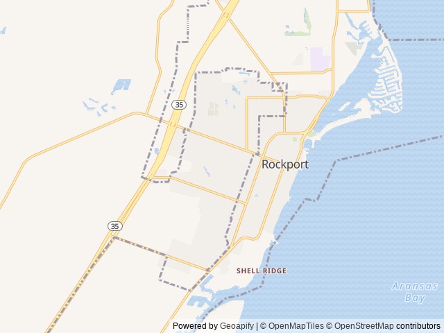 Map of Rockport RV Resort location at Rockport, TX, United States