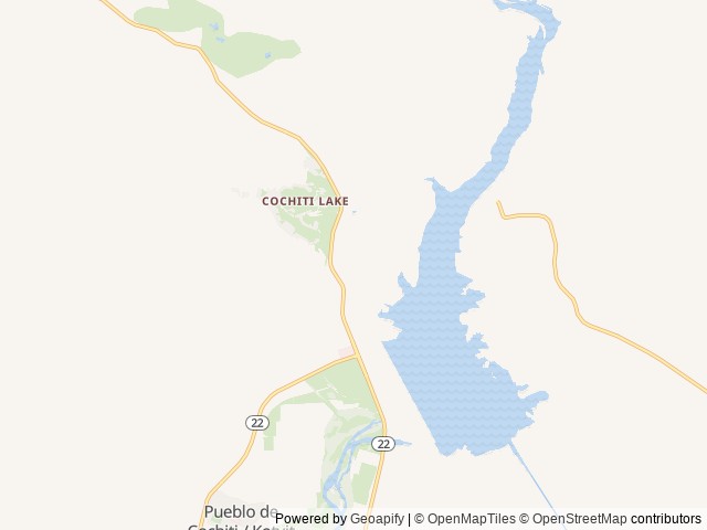 Map of Cochiti Campground location at Pena Blanca, NM, United States