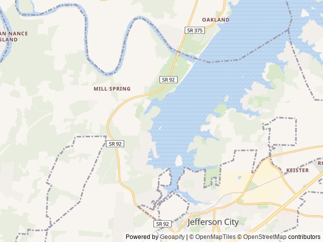 Map of Cherokee Dam Campground location at Jefferson City, TN, United States
