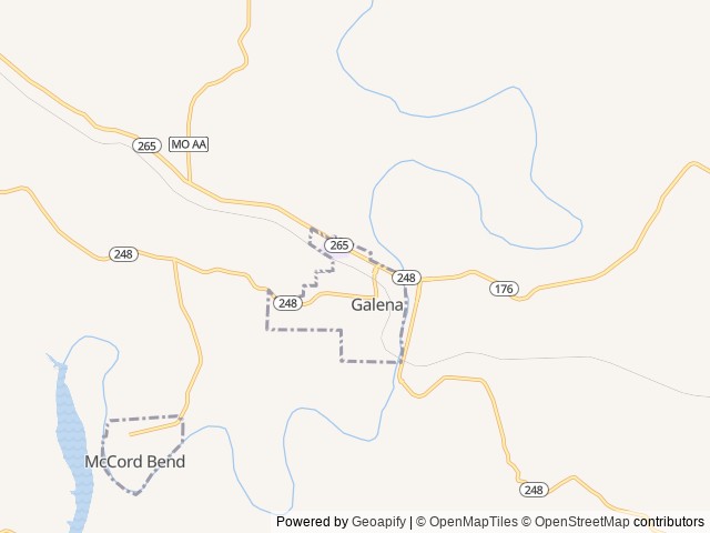 Map of The Bridgewalk Riverside Cabins location at Galena, MO, United States