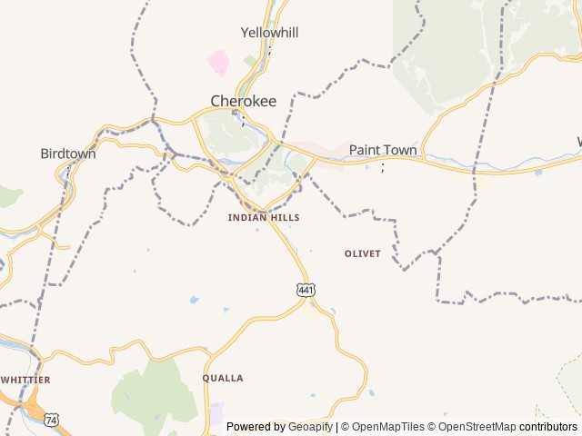 Map of Elk Valley Farm RV Park location at Whittier, NC, United States
