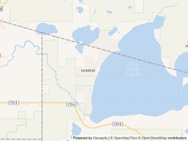 Map of Lac Vieux Desert Campground location at Eagle River, WI, United States