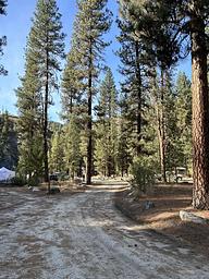 Long dirt road through campground
