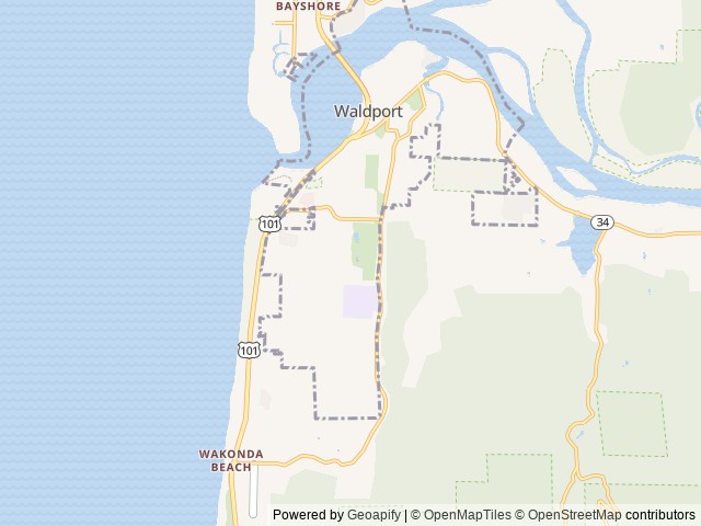 Map for Wild Coast Bunkhouse - Family and Pet Friendly near Waldport, OR