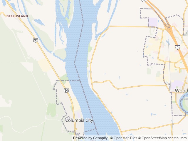 Map of Columbia Riverfront RV Park location at Woodland, WA, United States