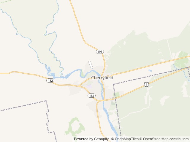 Map of Deer Lake Campground location at Cherryfield, ME, United States