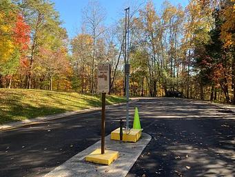 Potable water located to the right of the entrance station.