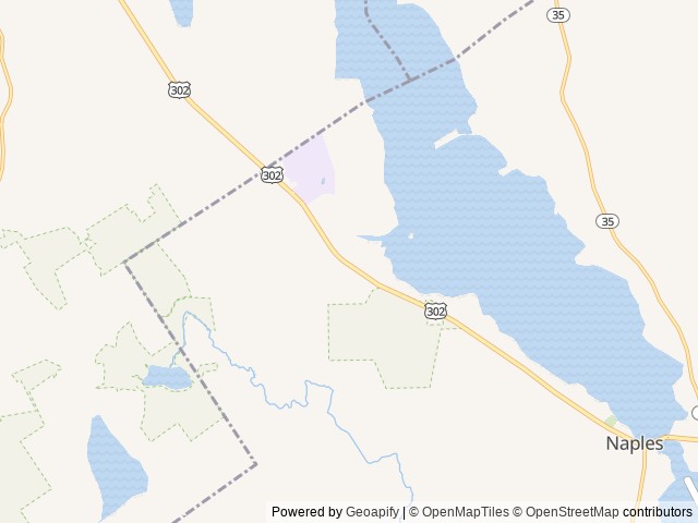 Map of Four Seasons Camping Area location at Naples, ME, United States