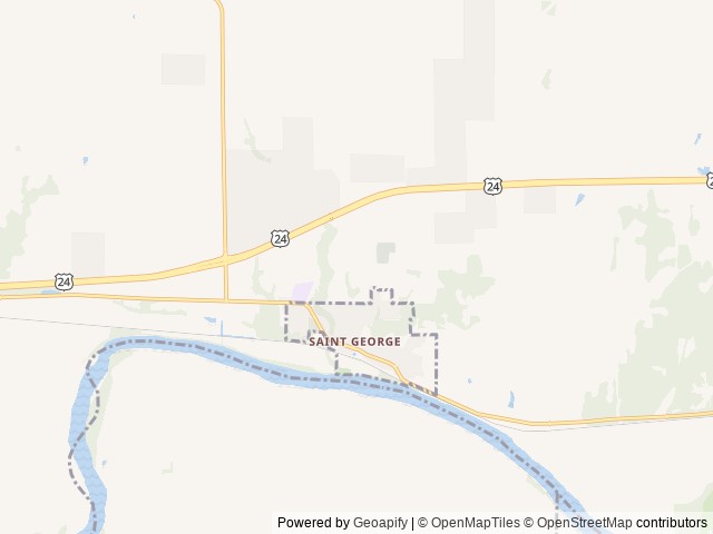 Map of The Ridge RV Park location at St. George, KS, United States