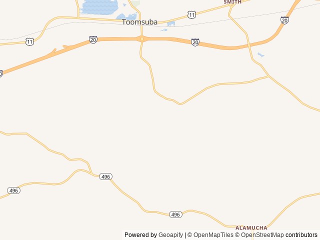 Map of Meridian East / Toomsuba KOA Journey location at Toomsuba, MS, United States
