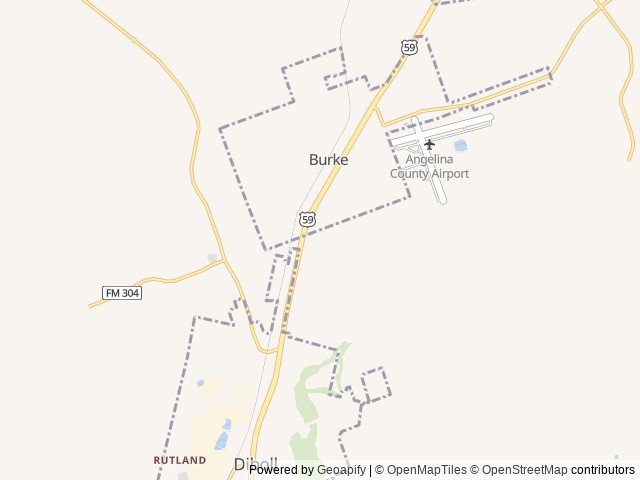 Map of The Good Life RV Park location at Burke, TX, United States