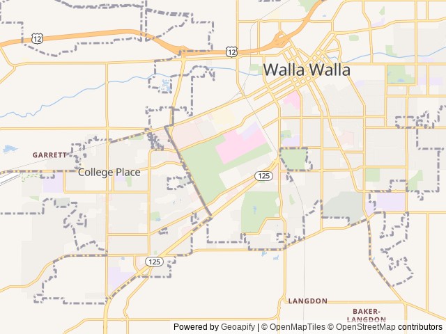 Map of RV Resort Four Season location at Walla Walla, WA, United States