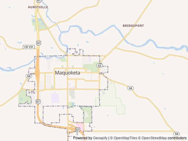Map of Jackson County Iowa Fairgrounds location at Maquoketa, IA, United States