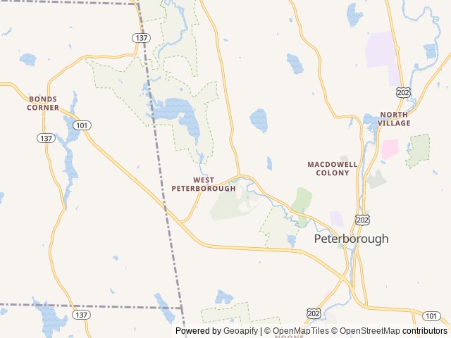 Map of Edward Macdowell Lake Day Use Facilities location at Peterborough, NH, United States