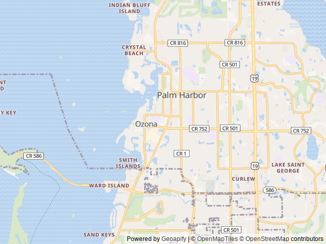 Map of Caladesi RV Park location at Palm Harbor, FL, United States