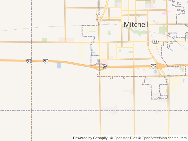 Map of Dakota Campground location at Mitchell, SD, United States