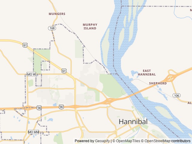 Map for 2016 Jayco Melbourne 24K - "The Golden Glamper" near Hannibal, MO