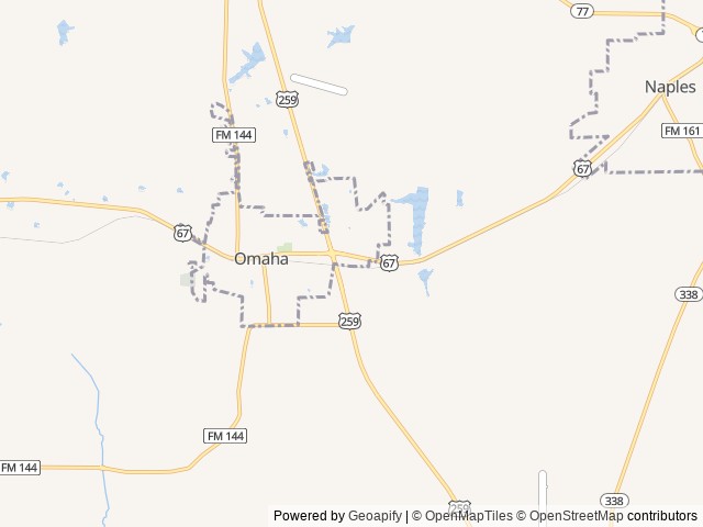 Map of Lucky Bucks Lodge & Motel location at Omaha, TX, United States