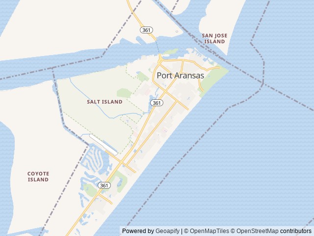 Map of Surfside RV  Resort location at Port Aransas, TX, United States