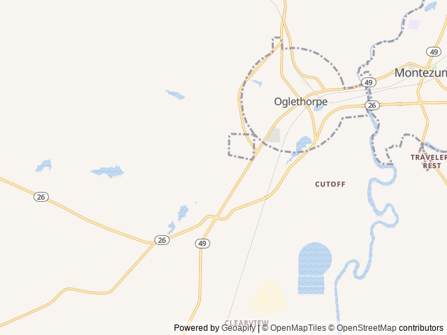 Map of Pine Grove RV Park location at Oglethorpe, GA, United States