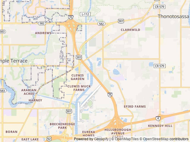 Map of Abbey's Wig Wam RV Park location at Tampa, FL, United States