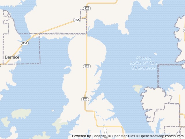 Map of Monkey Island RV Resort location at Afton, OK, United States