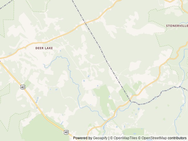 Map of Benner's Meadow Run location at Farmington, PA, United States