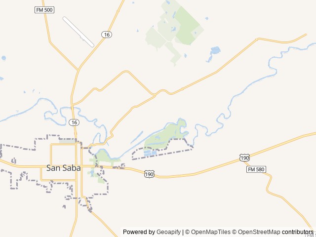 Map of San Saba River RV Park location at San Saba, TX, United States